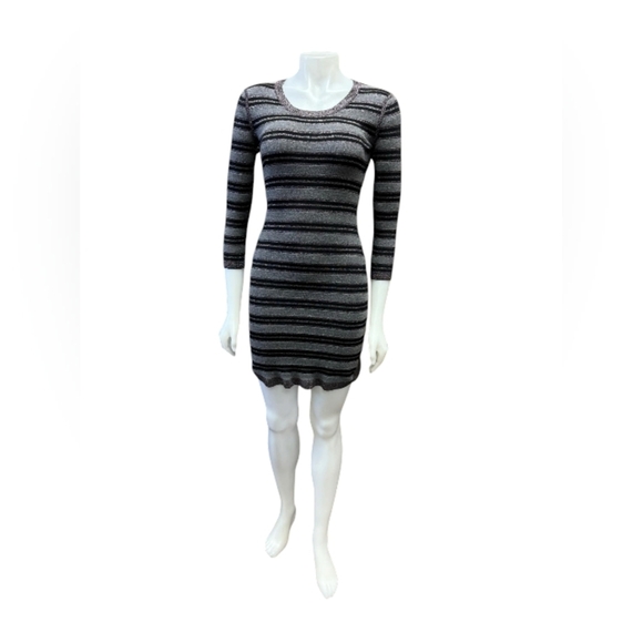 Club Monaco Dress EUC Quarter Sleeve Knit Wool Blend Stripped Size Med - Picture 2 of 11